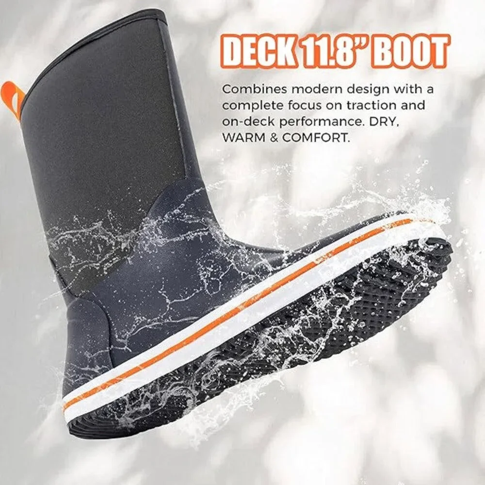 Ubon Mens Size 12 Navy Blue Pull On Waterproof Fishing NonSlip Rubber Rain Boots